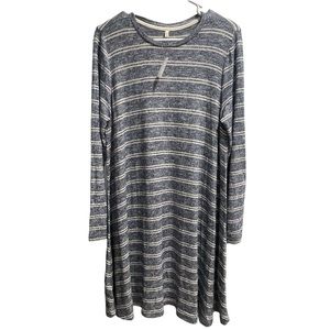 Lou & Grey Women's Pullover Sweater Dress Striped Long Sleeve size Large‎ NWT